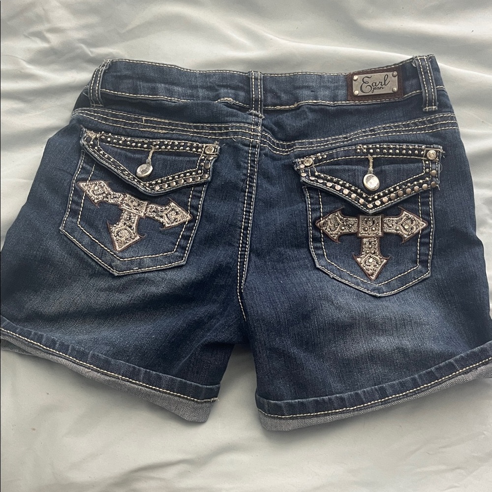 Earl Jeans Blue Embellished Jean Shorts